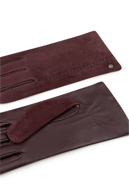 rękawiczki Roeckl z połączenia skóry zamszowej i licowej, doskonałe dla stylowych kobiet ceniących komfort i jakość.