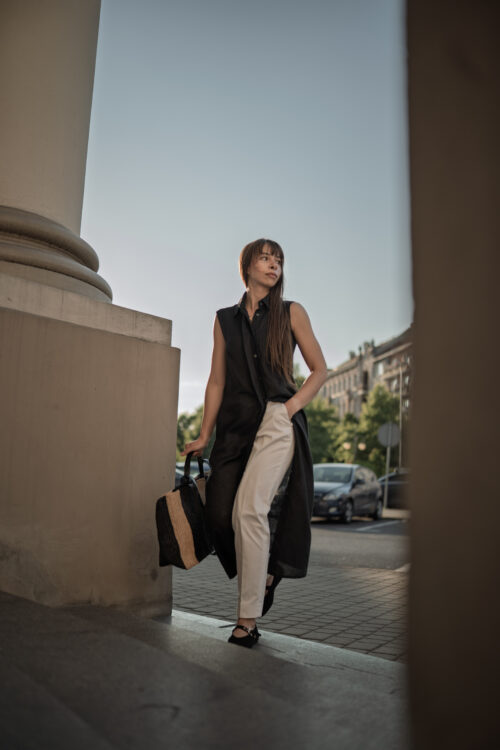 Liviana Conti lniana sukienka koszulowa