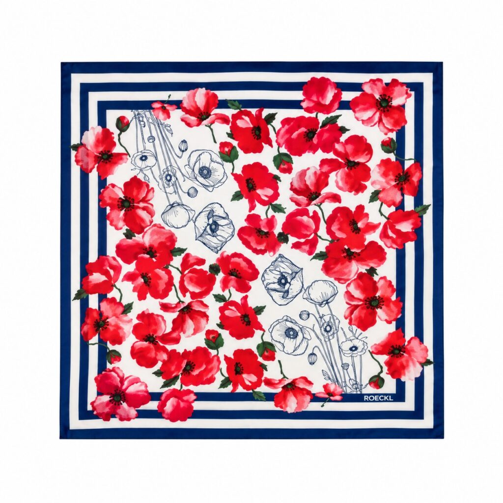 Roeckl chusta Luxinn Szal Poppy Rush od ROECKL to synonim ponadczasowej elegancji. Wykonany z luksusowej satyny jedwabnej, zachwyca delikatnym kwiatowym wzorem, który dodaje stylizacji kobiecego uroku. Duży format 130x130 cm pozwala na wszechstronne sposoby noszenia, czyniąc go idealnym wyborem dla kobiet ceniących jakość, design i wyrafinowany styl.