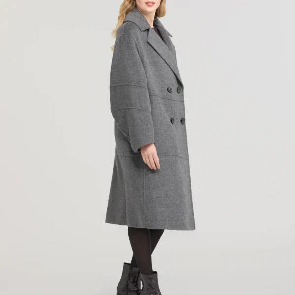 szary płaszcz Diego M dwurzędowy z wełny