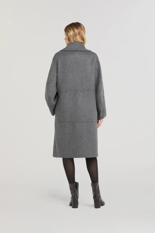 szary płaszcz Diego M dwurzędowy z wełny