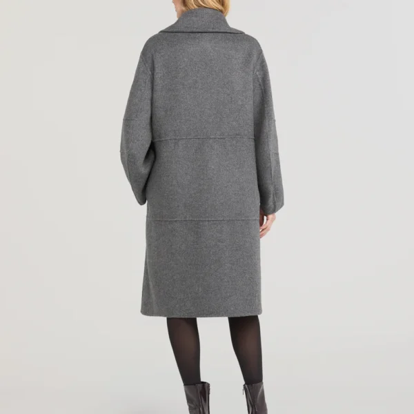 szary płaszcz Diego M dwurzędowy z wełny