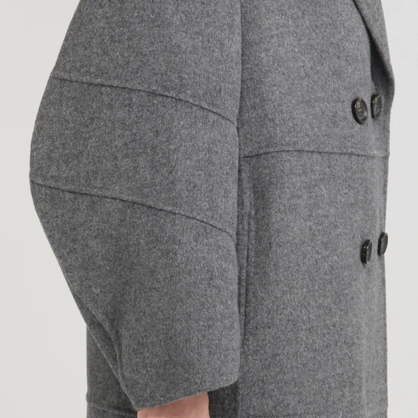 szary płaszcz Diego M dwurzędowy z wełny