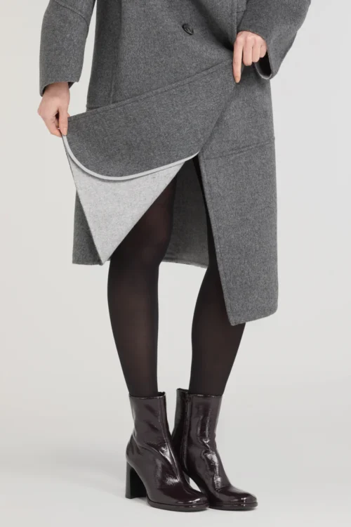 szary płaszcz Diego M dwurzędowy z wełny