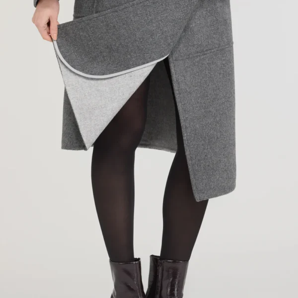 szary płaszcz Diego M dwurzędowy z wełny