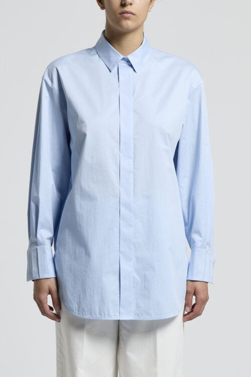 Koszula błękitna Peserico ze zdobionymi rękawami