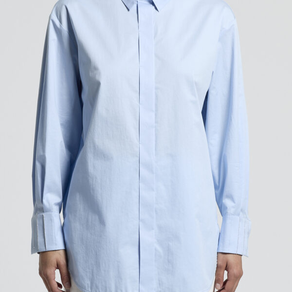 Koszula błękitna Peserico ze zdobionymi rękawami