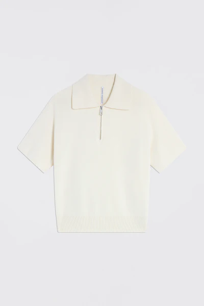 Sweter kaszmirowy z krótkim rękawem z kołnierzykiem Liviana Conti