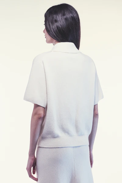 Sweter kaszmirowy z krótkim rękawem z kołnierzykiem Liviana Conti