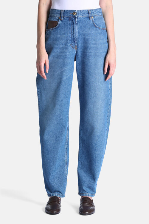 Jeansy damskie barrel z bawełnianego denimu