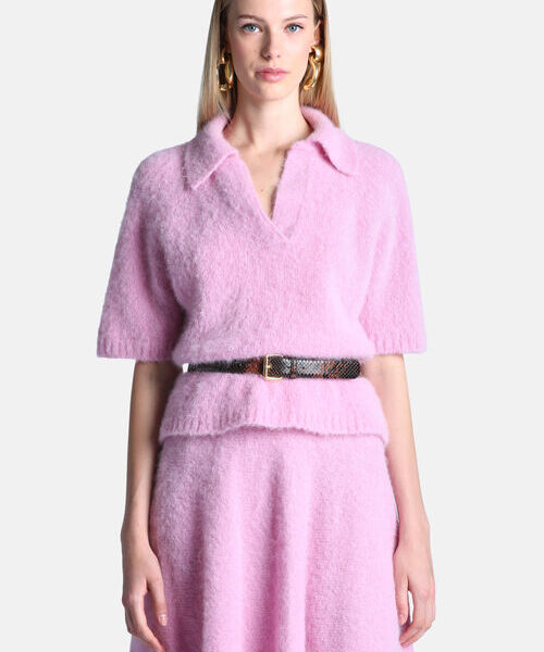 11664631826a1ff876814d85_82552395_02840200XX11 Sweter polo z wykończeniem bouclé Cips Luisa Spagnoli