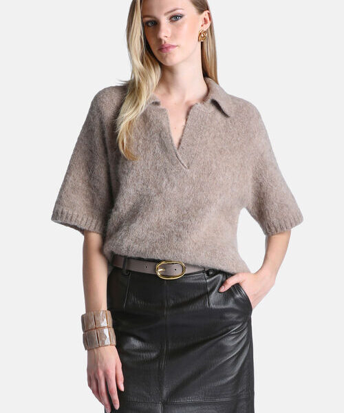 15050165006a1ff878f1b582_94424412_02840220XX11 Sweter polo z wykończeniem bouclé Cips Luisa Spagnoli