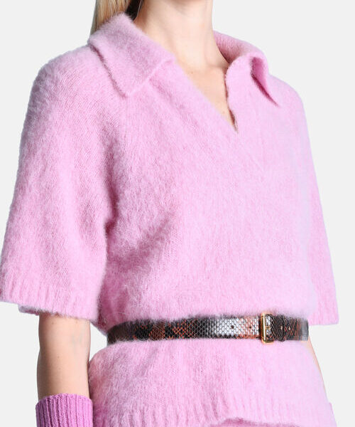 776403406a1ff876ef0336_23143983_02840200XX3 Sweter polo z wykończeniem bouclé Cips Luisa Spagnoli
